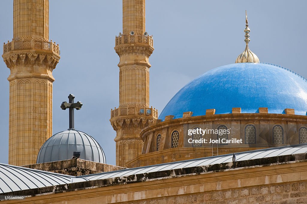 Mosque and church juxtaposed in Beirut, Lebanon