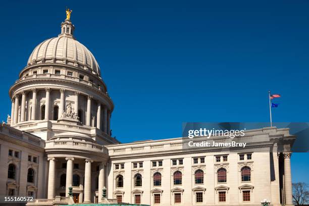 wisconsin state capitol building rotunda - wisconsin flag stock pictures, royalty-free photos & images