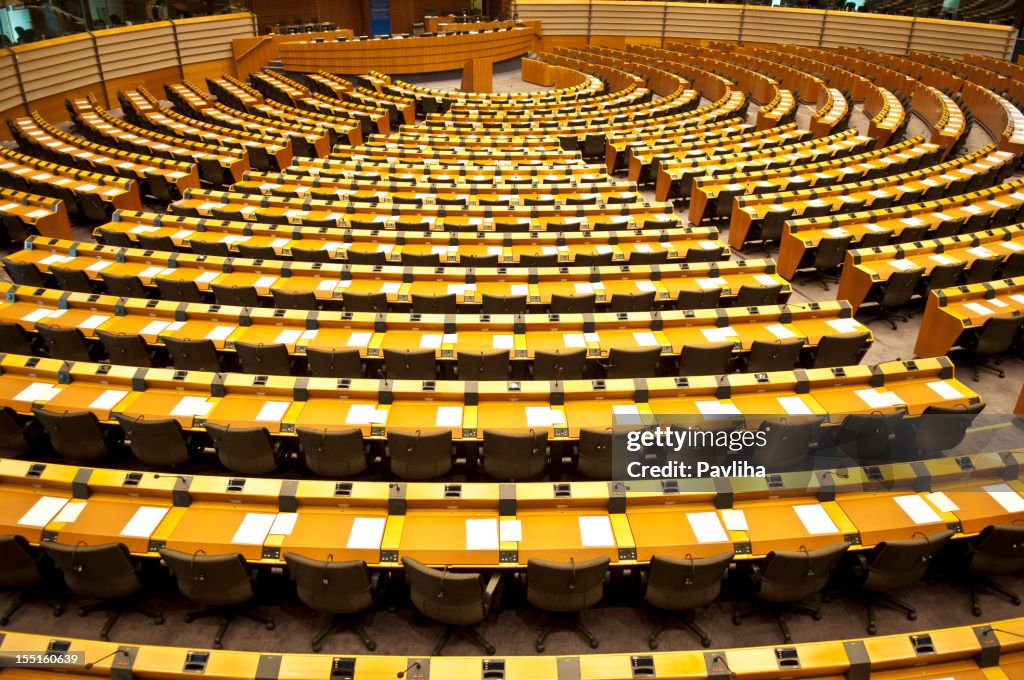 European Parliament Empty Assembly Room Brussels