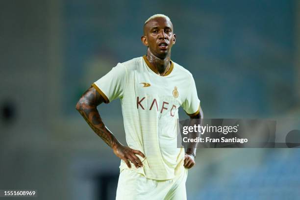 Anderson Talisca of Al Nassr looks on during the pre-season friendly match between Celta Vigo and Al Nassr at Estadio Algarve on July 17, 2023 in...