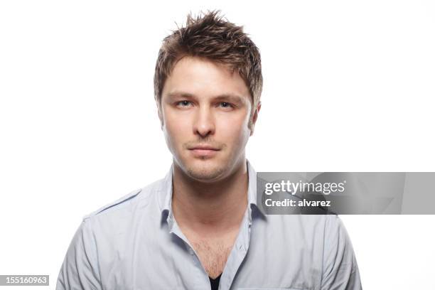 portrait of a man - young man blue eyes stock pictures, royalty-free photos & images