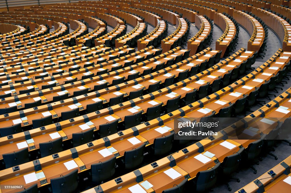 Semi-Circle of Empty Seats European Parliament Brussels