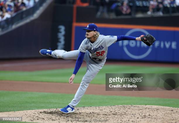 Phil Bickford of the Los Angeles Dodgers in action against the New York Mets during their game at Citi Field in the Queens borough of New York City.