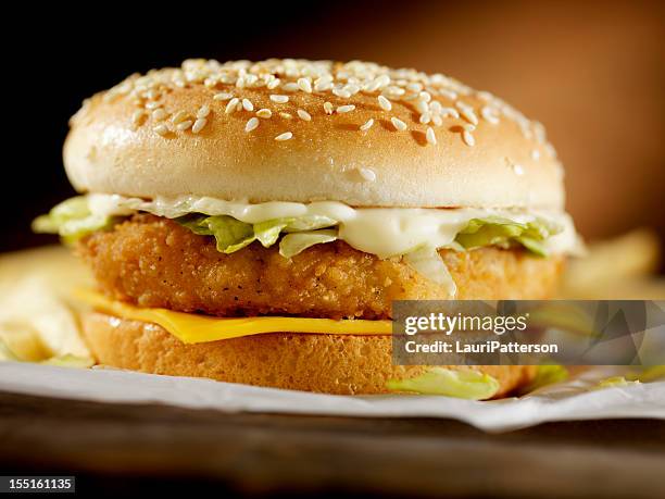 crispy chicken burger - chicken burger stock pictures, royalty-free photos & images