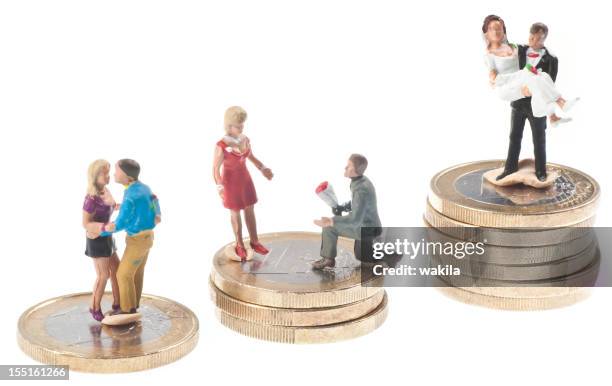 stations of love - lovers when flirting request wedding - figurine stock pictures, royalty-free photos & images