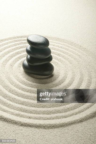 tranquil pebbles - karesansui stock pictures, royalty-free photos & images