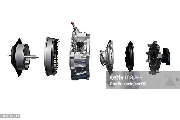 vehicle's engine displayed taken apart - machine part stockfoto's en -beelden