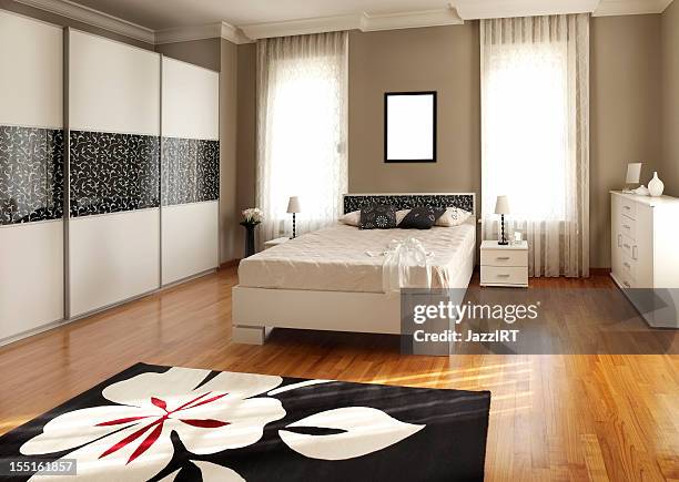 modern bedroom - confort at hotel bedroom stock pictures, royalty-free photos & images