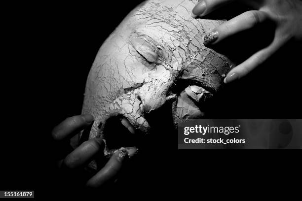 scary face - skin care black and white portrait stock pictures, royalty-free photos & images