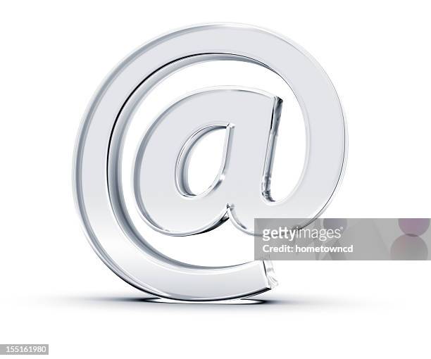 a singular at email symbol on white - 'at' symbol stock pictures, royalty-free photos & images