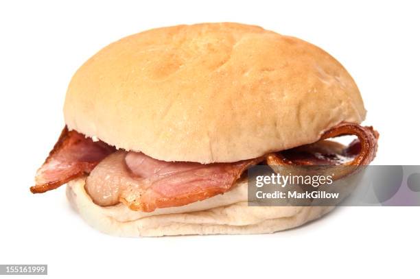 bacon roll - bacon sandwich stock pictures, royalty-free photos & images