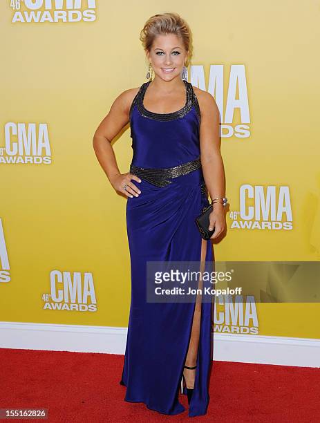 Shawn Johnson attends the 46th annual CMA Awards at the Bridgestone Arena on November 1, 2012 in Nashville, Tennessee.