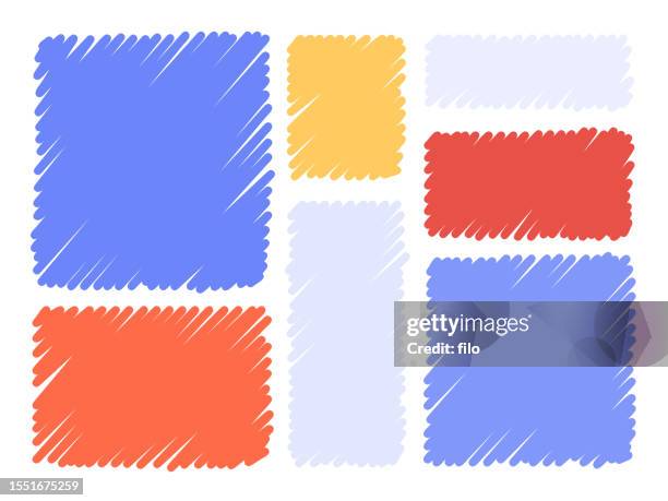 stockillustraties, clipart, cartoons en iconen met hand drawn textured scribble back to school lines colored background abstract design elements - vierkant tweedimensionale vorm