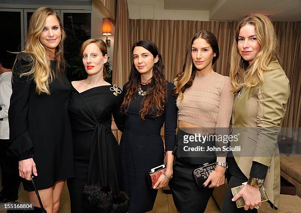 Annelise Peterson, Liz Goldwyn, Shiva Rose, Minnie Mortimer Gaghan and Claiborne Swanson Frank attend a dinner hosted by Ali Larter celebrating the...