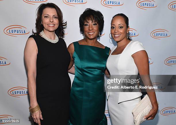 Lupus LA Co-Chair Janice Arouh, executive producer Carolyn Folks and actress Essence Atkins arrive to the Lupus LA 10th Anniversary Hollywood Bag...
