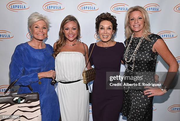 Jeweler Julia Van Hees-Aidner, producer Nicole Paxson, publicist Carrie Brillstine and Marla Paxson arrive to the Lupus LA 10th Anniversary Hollywood...