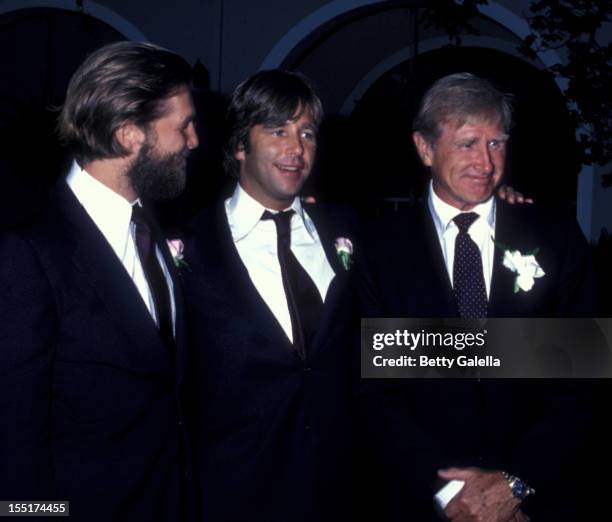 Actor Jeff Bridges, Beau Bridges and Lloyd Bridges attend Cindy Bridges Wedding Reception on August 31, 1979 at the Bel Air Hotel in Bel Air,...