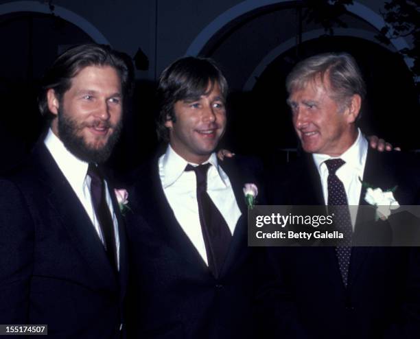 Actor Jeff Bridges, Beau Bridges and Lloyd Bridges attend Cindy Bridges Wedding Reception on August 31, 1979 at the Bel Air Hotel in Bel Air,...