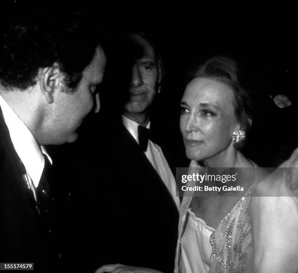 Ron Galella, David Brown and Helen Gurley Brown attend the opening of Andy Warhol Exhibit on November 20, 1979 at the Whitney Museum in New York City.