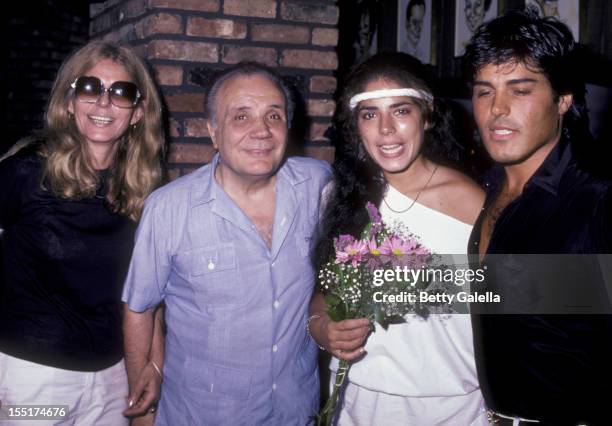 Vicki LaMotta, athlete Jake LaMotta, daughter Stephanie LaMotta and Chuck Alfieri sighted on July 29, 1983 at Tony Roma's Restaurant in New York City.