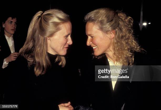 Actress Glenn Close and sister Jessie Close attend the "Tin Men" New York City Premiere on February 18, 1987 at the Museum of Modern Art in New York...