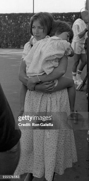 Courtney Kennedy and neice Meaghan Anne Kennedy Townsend attend Robert F. Kennedy Pro-Celebrity Tennis Tournament on August 21, 1981 at the Kennedy...