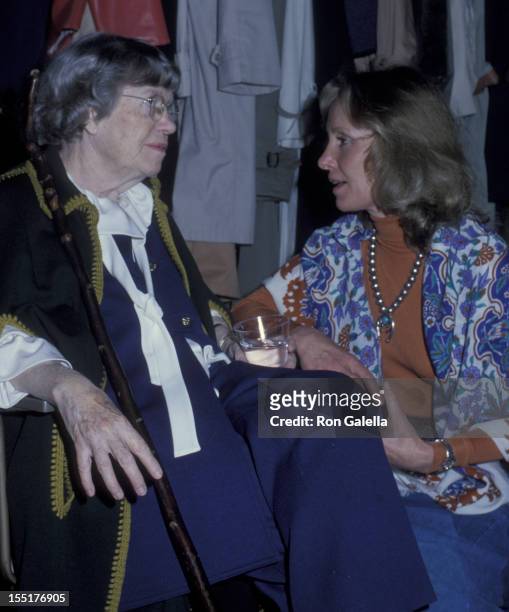 Margaret Mead and Lola Redford attend A Future With Alternatives Benefit on May 5, 1978 at St. John the Divine Cathedral in New York City.