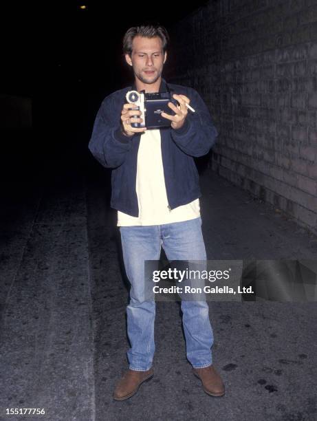 Actor Christian Slater attends the "Malice" Beverly Hills Premiere on September 29, 1993 at the Academy Theatre in Beverly Hills, California.