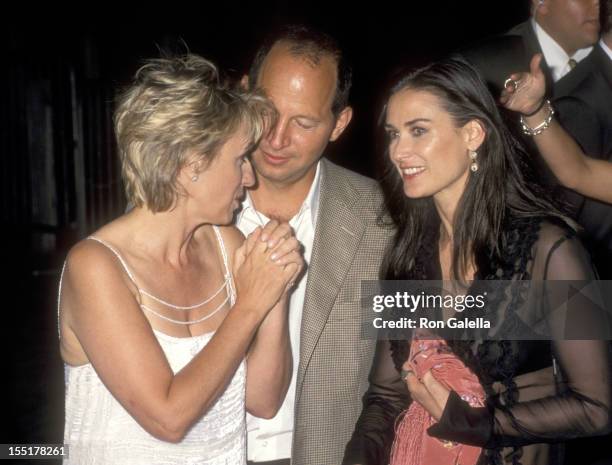Journalist Tina Brown, Ron Galotti and Demi Moore attend the launch party for Talk Magazine on August 2, 1999 at Liberty Island in New York City.