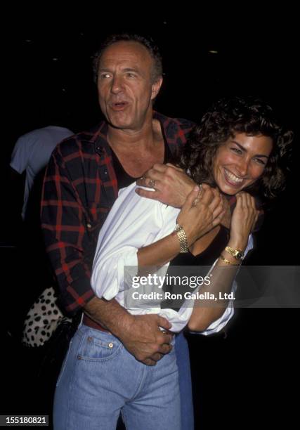 Actor James Caan and Ingrid Hajek attend the birthday party for Greg Gorman on June 29, 1989 at Tramp's in Beverly Hills, California.