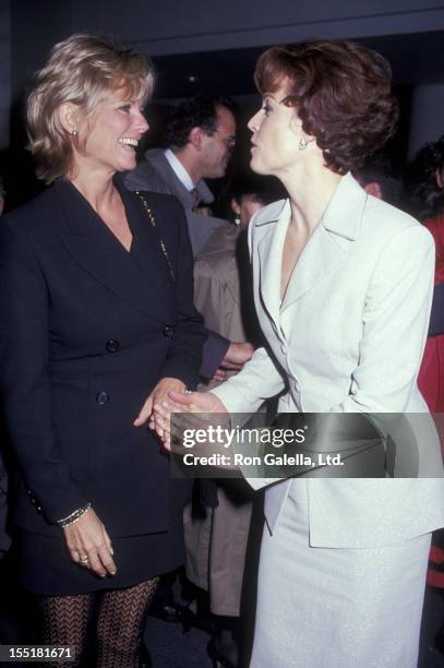 Cheryl Tiegs and actress Sigourney Weaver attend the premiere of "Death And The Maiden" on December 5, 1994 at the Sony Lincoln Square Theater in New...