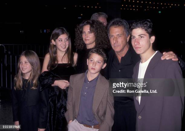 Actor Dustin Hoffman, wife Lisa Hoffman and family attend the premiere of "Wag The Dog" on December 17, 1997 at the Cineplex Odeon Cinema in Century...