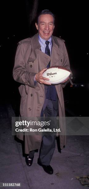 Journalist Mike Wallace sighted on April 22, 1992 on 57th Street in New York City.