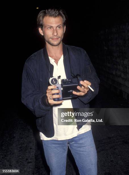 Actor Christian Slater attends the "Malice" Beverly Hills Premiere on September 29, 1993 at the Academy Theatre in Beverly Hills, California.