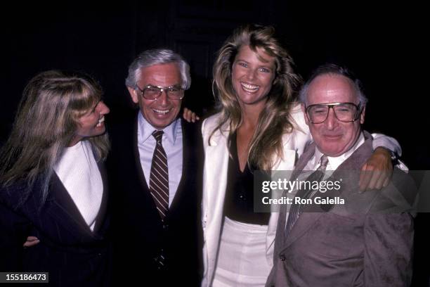 Marge Brinkley , Russ Togs, Inc. Executive Harvey Rosenzweig, model Christie Brinkley and father Don Brinkley attend the press luncheon to announce...