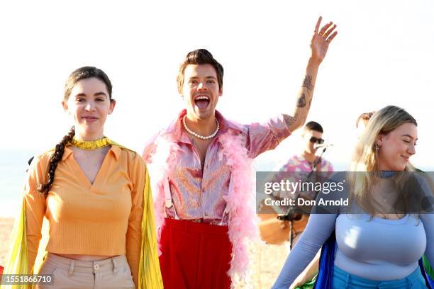 Harry Styles wax figure is unveiled on Coogee Beach on July 18, 2023 in Sydney, Australia.