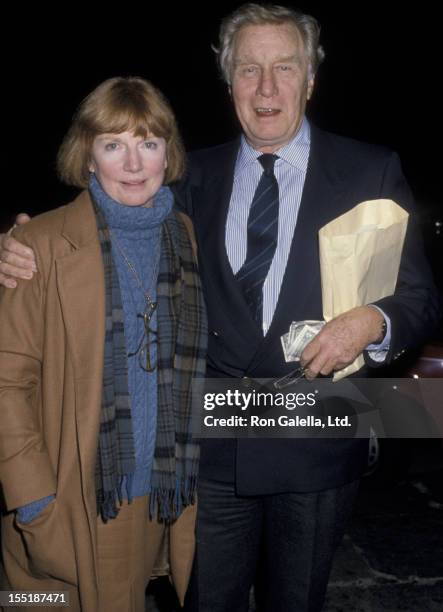 Actor George Gaynes and Allyn Ann McLerie sighted on December 18, 1986 at Spago Restaurant in West Hollywood, California.