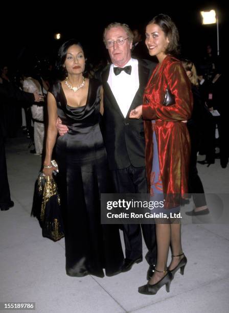 Actor Michael Caine, wife Shakira Caine and daughter Natasha Caine attend Fifth Annual Vanity Fair Oscar Party on March 23, 1998 at Morton's...