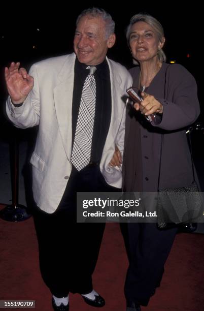 Mel Brooks and Anne Bancroft attend the premiere of "Robin Hood - Men In Tights" on July 23, 1993 at the Academy Theater in Beverly Hills, California.