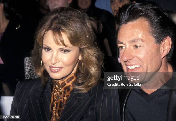 Actress Raquel Welch and husband Richard Palmer attend the Spring 2001 Fashion Week: Escada Fashion Show on September 12, 2000 at Pier 92 in New York...