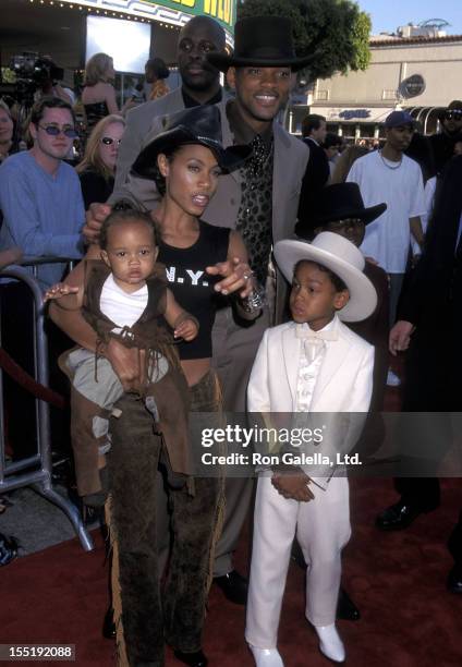 Actor Will Smith, actress Jada Pinkett Smith, son Jaden Smith, Will's son Trey Smith and Will's nephew attend the "Wild Wild West" Westwood Premiere...