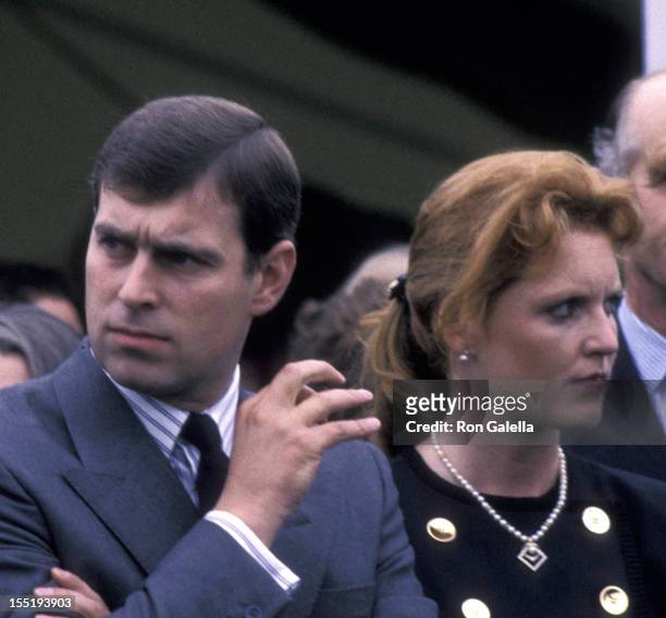Prince Andrew, Duke of York and Sarah Ferguson, Duchess of York attend World Wildlife Fund Benefit on September 19, 1987 at the Greenwich Polo Club...