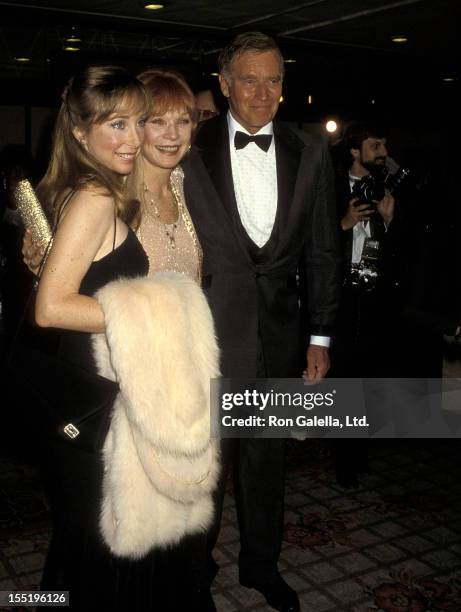 Actress Shirley MacLaine, daughter Sachi Parker and actor Charlton Heston attend the Rudolph Valentino International Cinema & Television Awards...