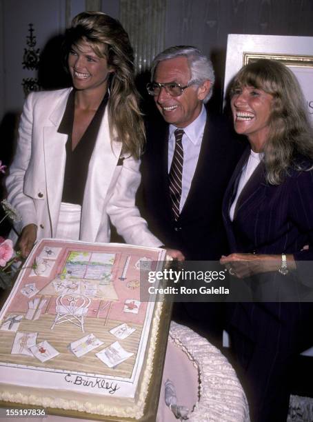 Model Christie Brinkley, Russ Rogs, Inc. Executive Harvey Rosenzweig and Christie Brinkley's mom Marge Brinkley attend the press luncheon to announce...