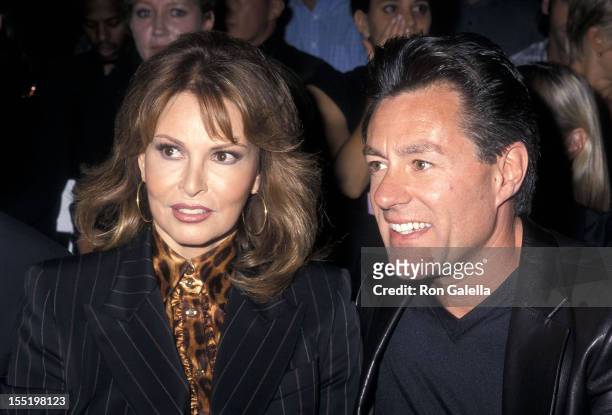 Actress Raquel Welch and husband Richard Palmer attend the Spring 2001 Fashion Week: Escada Fashion Show on September 12, 2000 at Pier 92 in New York...