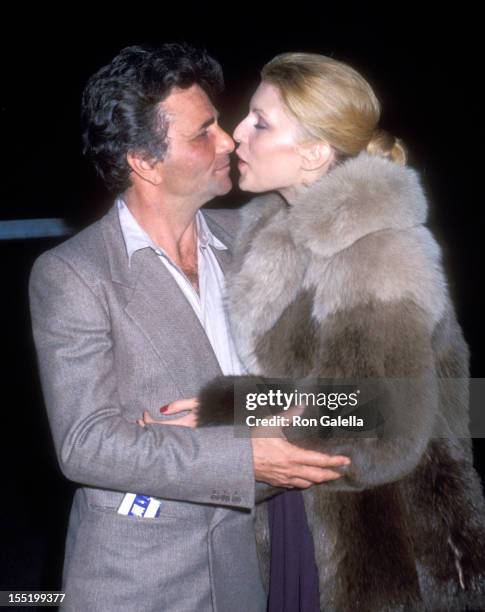 Actor Peter Falk and wife Shera Danese attend the Opening Night Performance of Lily Tomlin's One-Woman Show "Appearing Nightly" on January 31, 1978...