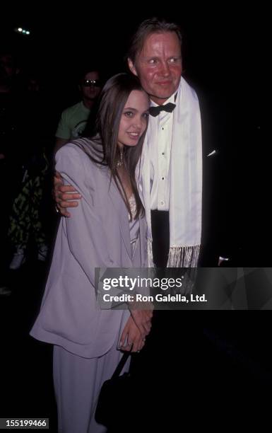 Angelina Jolie and actor Jon Voight attend the opening of "Tru" on April 9, 1991 at the Henry Fonda Theater in Hollywood, California.