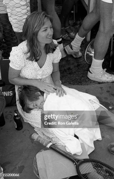 Courtney Kennedy and neice Meaghan Anne Kennedy Townsend attend Robert F. Kennedy Pro-Celebrity Tennis Tournament on August 21, 1981 at the Kennedy...