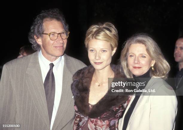 Producer Bruce Paltrow, actress Gwyneth Paltrow and actress Blythe Danner attend the "Hard Eight" Hollywood Premiere on February 23, 1997 at...