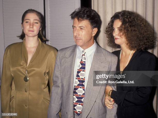 Actor Dustin Hoffman, wife Lisa Hoffman and daughter Karina Hoffman attend the premiere of "Avalon" on September 27, 1990 at the Metropolitan Museum...